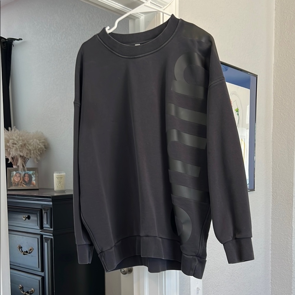 Lululemon Large Logo Black Sweater
